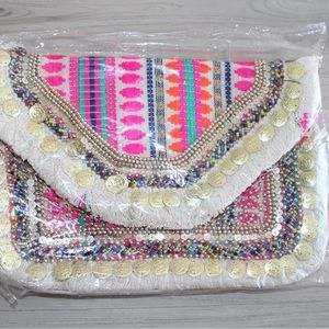 Bohemian style multicolored bag 
Can be used as a clutch